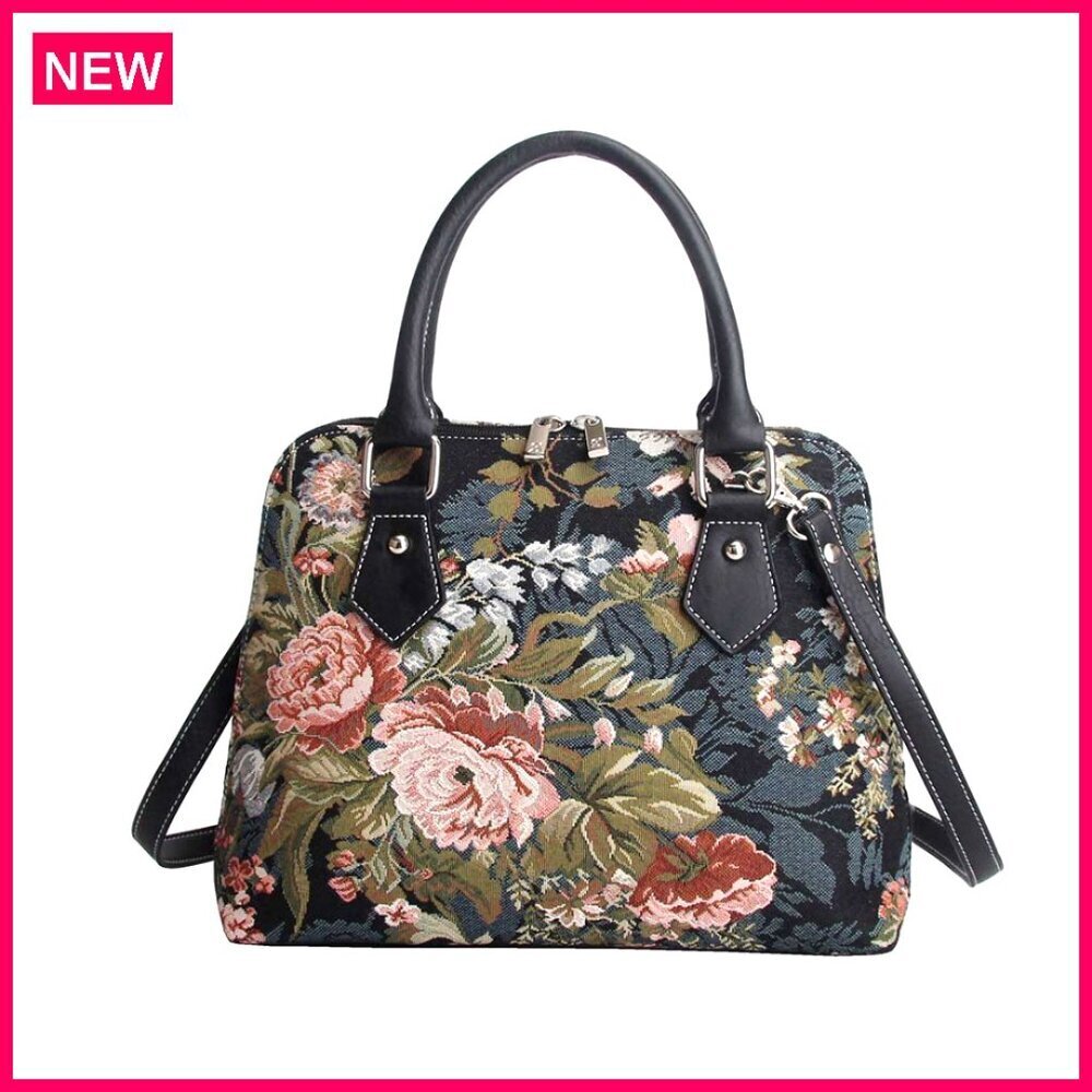 Tapestry Crossbody Shoulder Bag with Detachable Straps, 14x9x5 Inches
